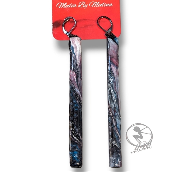 🆕MBM Abstract Hand Painted Drop Dangle Earrings - Picture 6 of 7